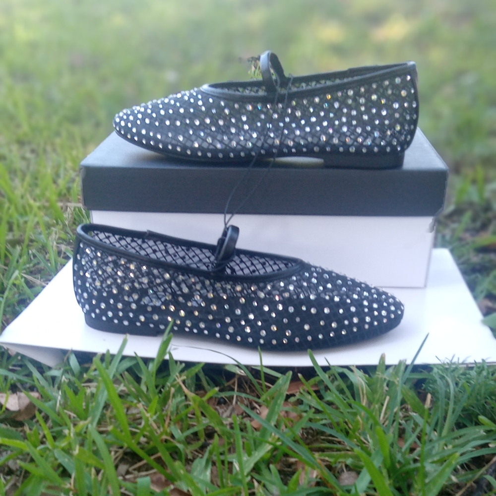 Madden NYC Black Mesh Studded Flats - Picture 2 of 8